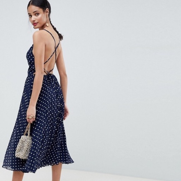 asos navy midi dress